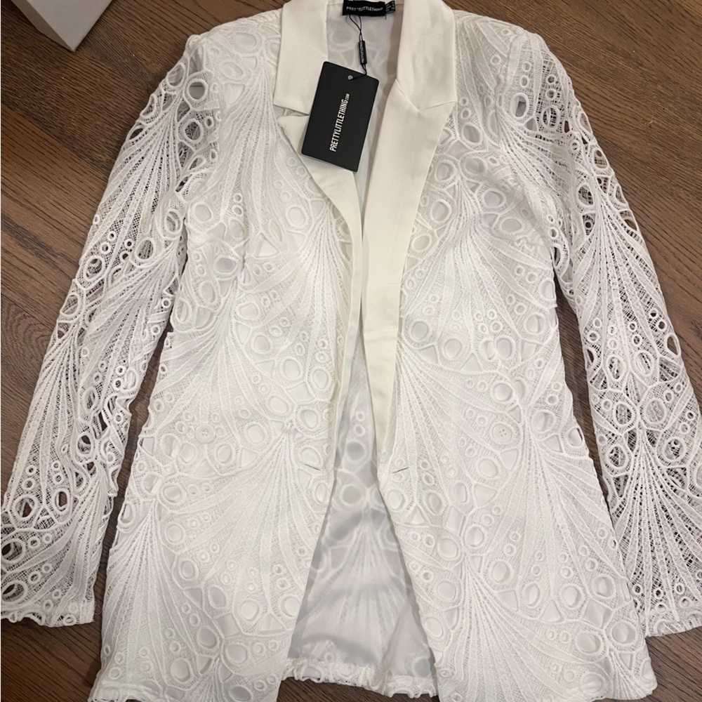 NWT PrettyLittleThing White Crochet Suit